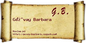 Gévay Barbara névjegykártya